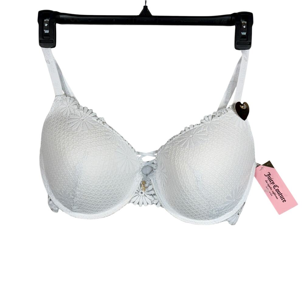Juicy Couture SZ 40D Sexy Push-Up Bra Adjustable Padded Molded Floral Lace New